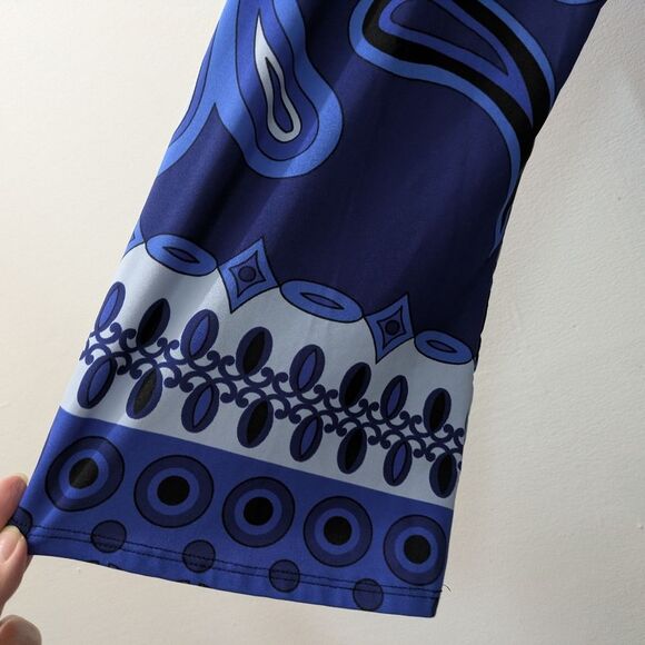 INC International Concepts Blue Dress with Print Pattern, Long Sleeves Womens 2X - Picture 8 of 10